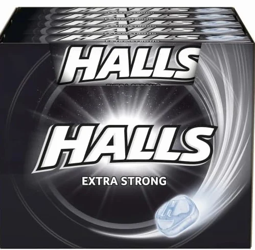 Halls Extra Strong cukierki mentolowe – intensywne odświeżenie, 33,5 g x 20 opakowań + Shipsy Block