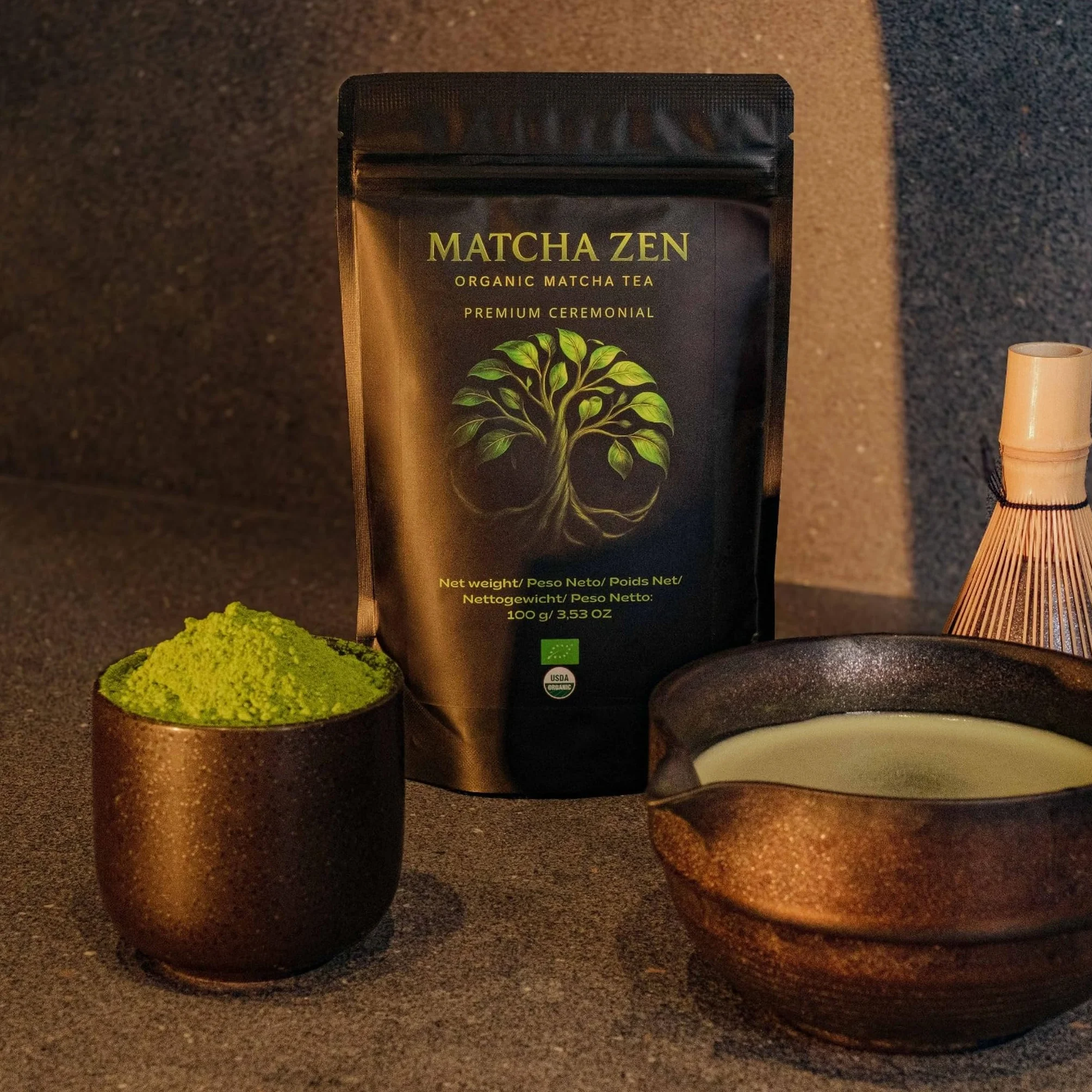 Matcha klasy premium bio 100g ekologiczna zielona herbata w proszku