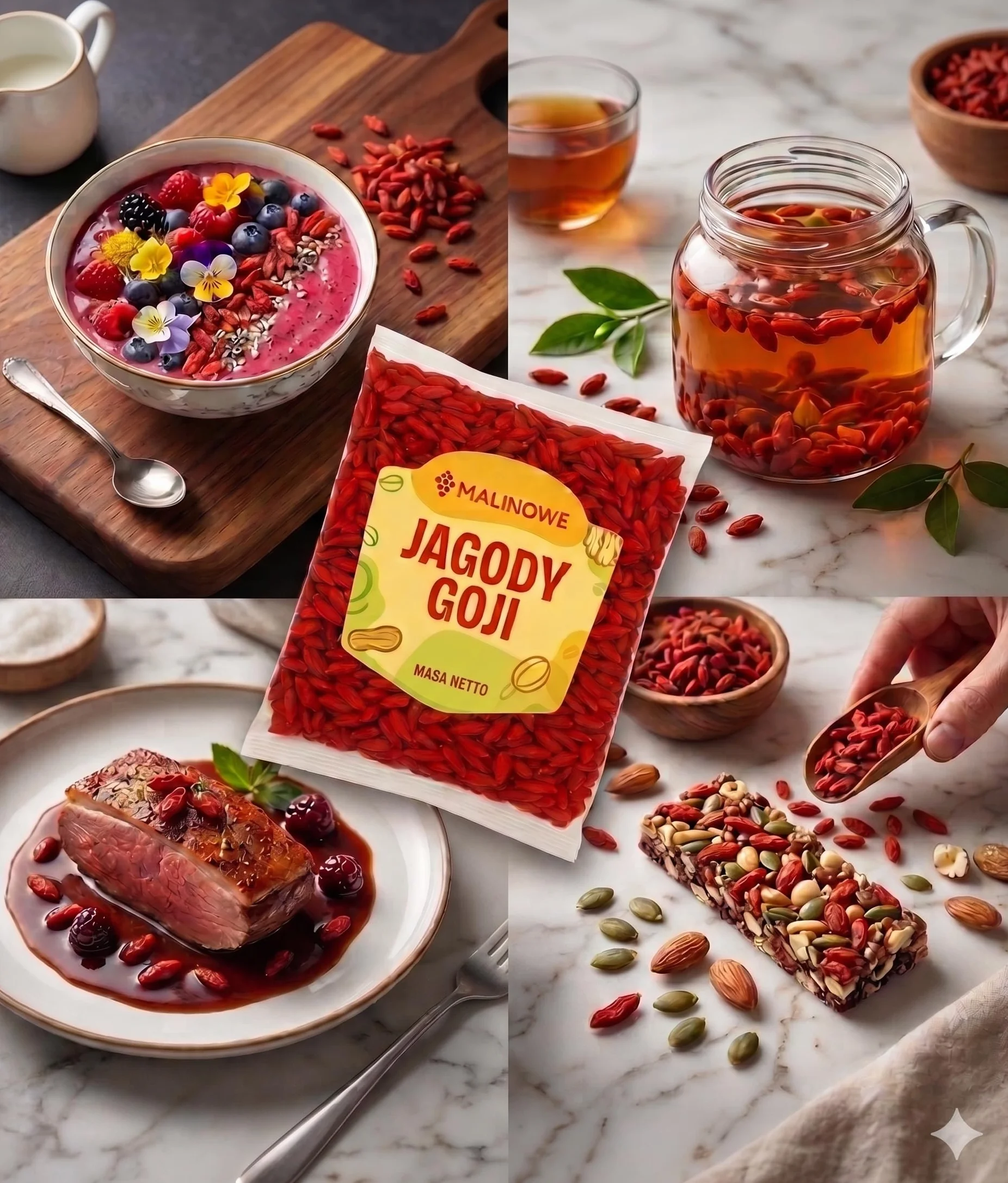 Malinowe JAGODY GOJI SUSZONE 500g Goja Naturalna Jakość Premium