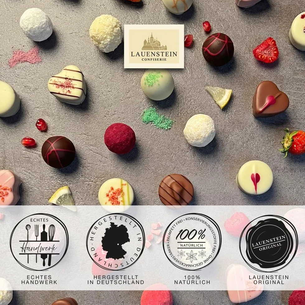 Lauensteiner specjały z trufli i pralinek 300 g 23 pralinki 12 rodzajów z alkoholem prezent