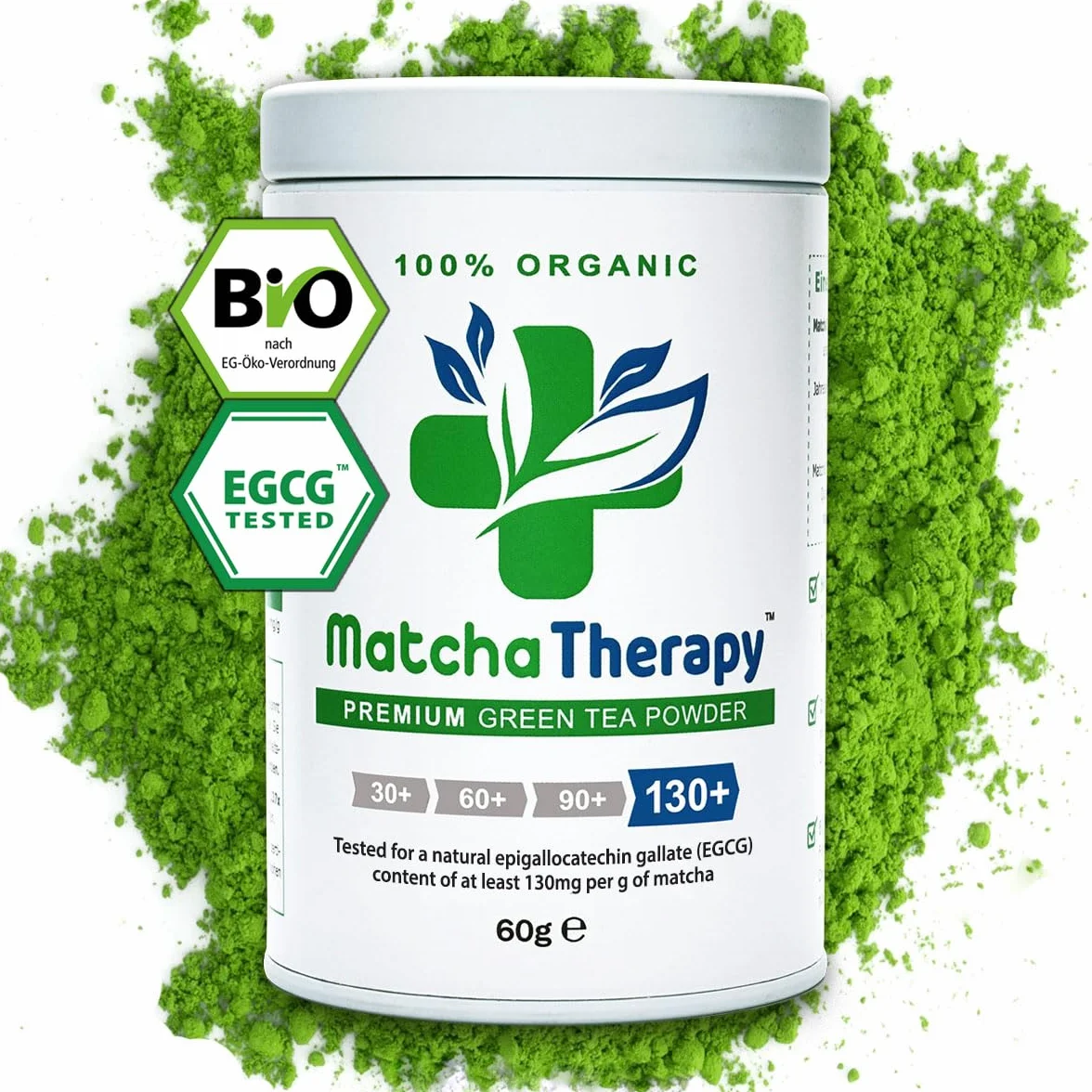 MatchaTherapy 100% Ekologiczna herbata Matcha 60g 130 mg/g EGCG Klasa Premium Japońska zielona