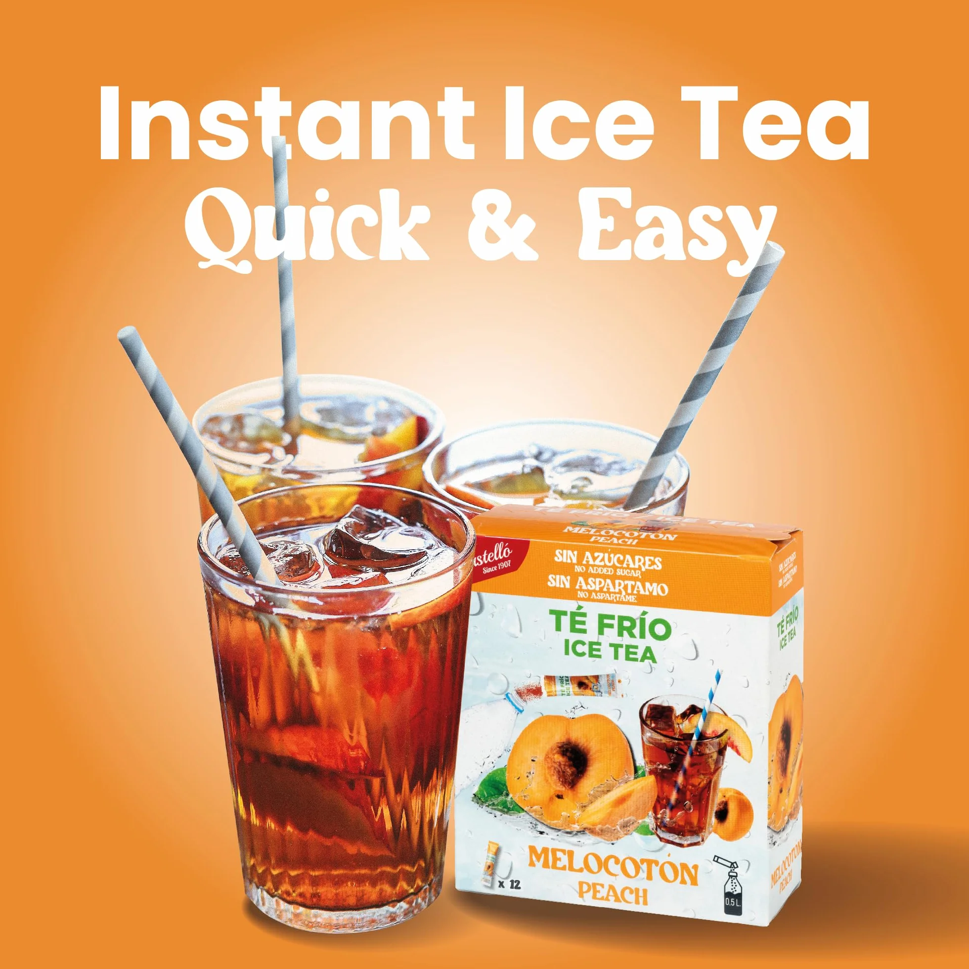 Castello since 1907 Mrożona Herbata (Ice Tea - Iced Tea) Rozpuszczalna Zero w Saszetkach | 36 Sztuk | 3 Smaki | Zero Kalorii, Bez Cukru, Bez Aspartamu