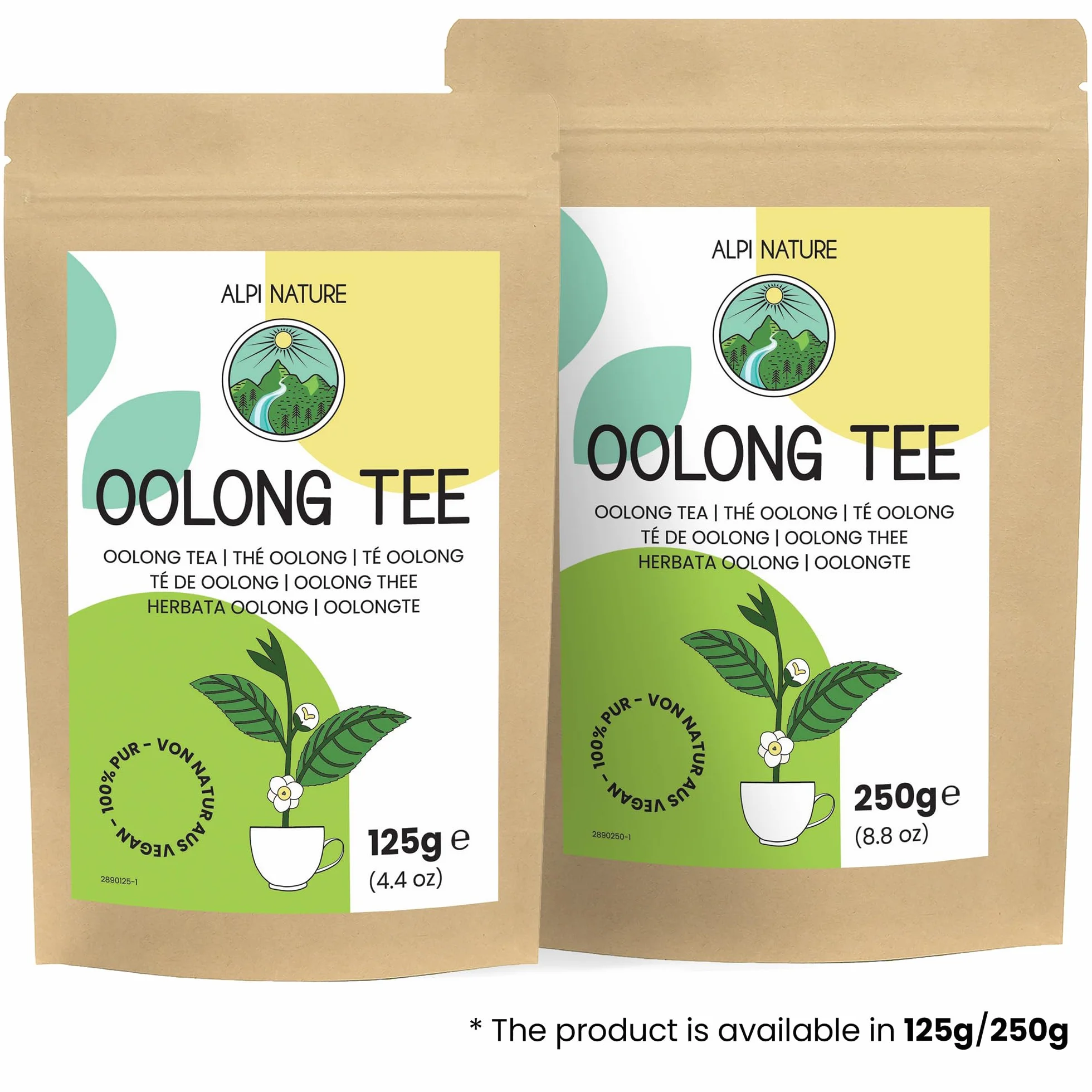 Alpi Nature Herbata Oolong 250g, Chińska Herbata Oolong Liściasta, Naturalnie Zawierająca Kofeinę