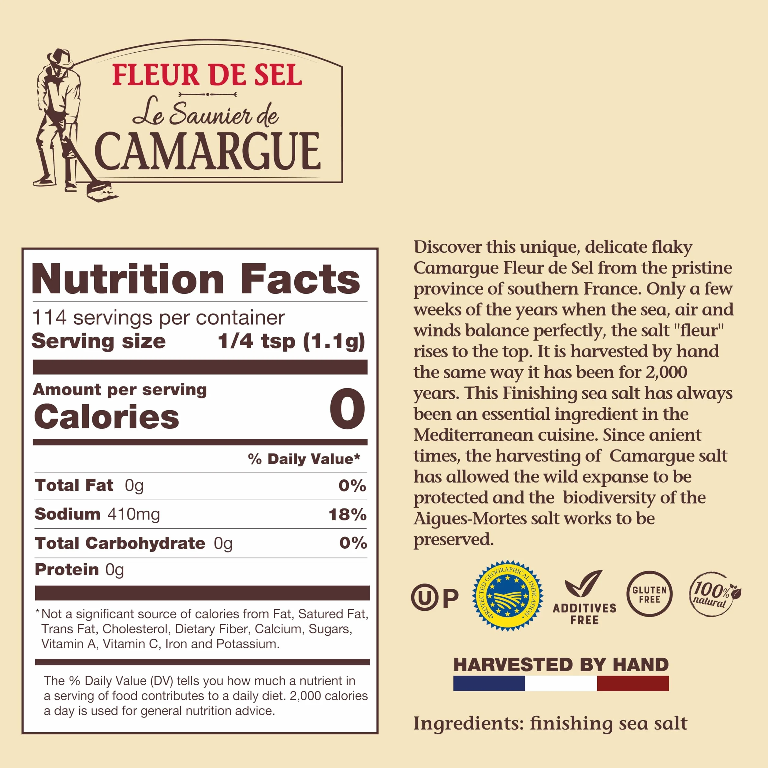 Le Saunier De Camargue Fleur De Sel Sea Salt, 4.4 oz Canisters Pack of 3