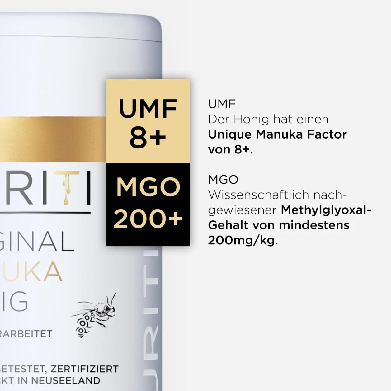 PURITI Miód Manuka MGO 200+ z Nowej Zelandii, 250 g