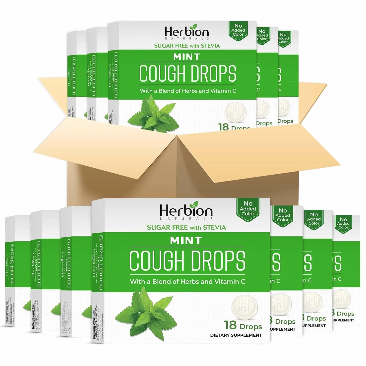 Herbion Naturals krople na kaszel bez cukru o naturalnym smaku mięty – 18 tabletek do ssania – 48 sztuk 846 tabletek do ssania.