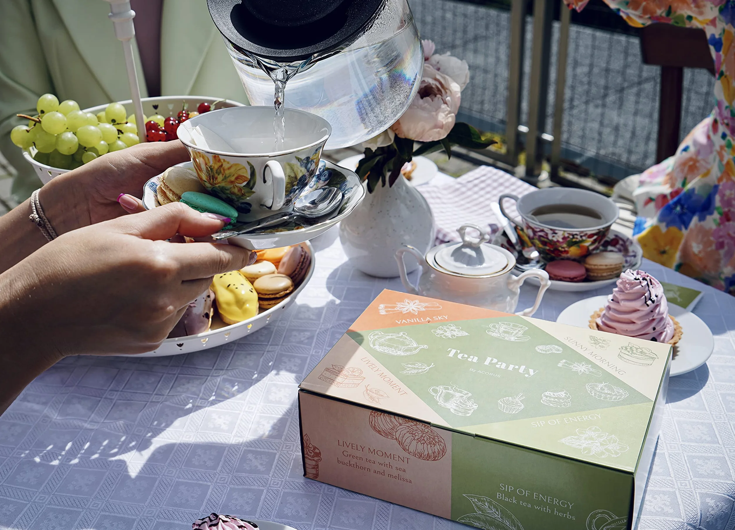 ACORUS Impreza herbaciana z 4 różnymi smakami| 40 sztuk naturalnej herbaty Rooibos, czarnej i zielonej w pięknym pudełku upominkowym