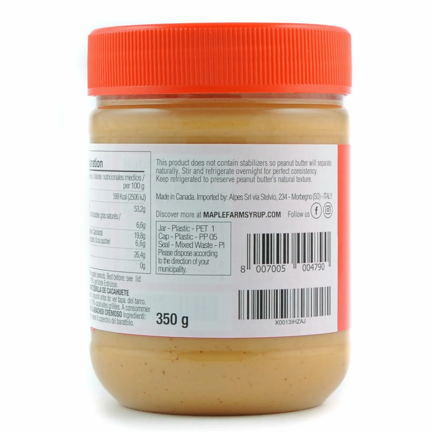 MapleFarm Kremowe Masło Orzechowe 325g Naturalny Krem Białkowy