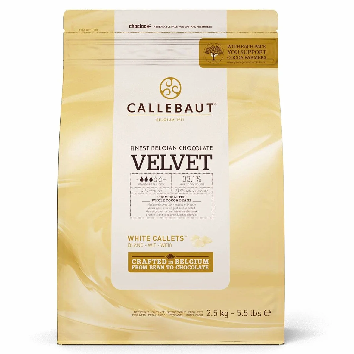 Callebaut Velvet Kuwertura Callets biała czekolada 33,1% kakao 2500 g