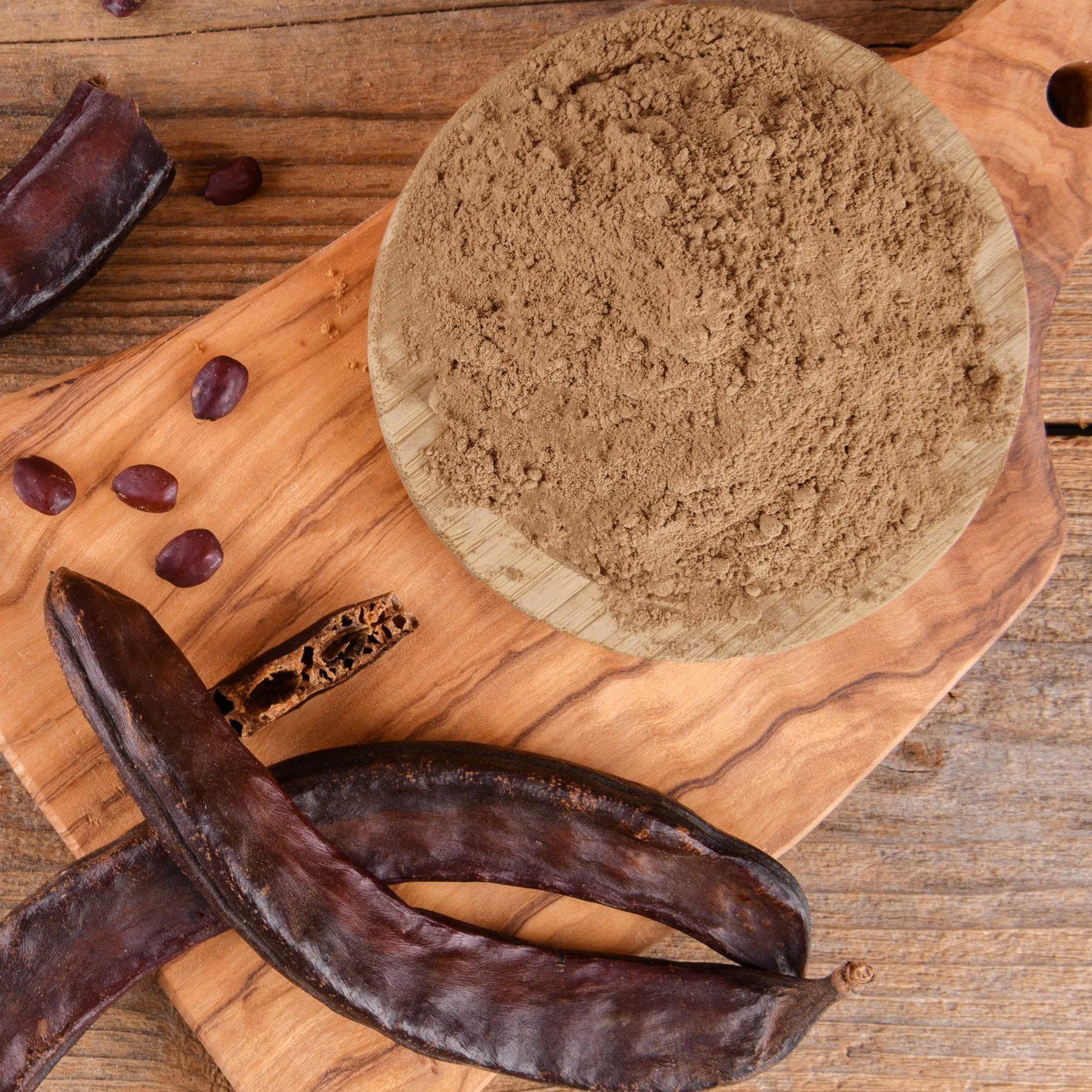 Proszek karobowy (250 g), mielony chleb świętojański, ciemny proszek chleba świętojańskiego, naturalny i wegański