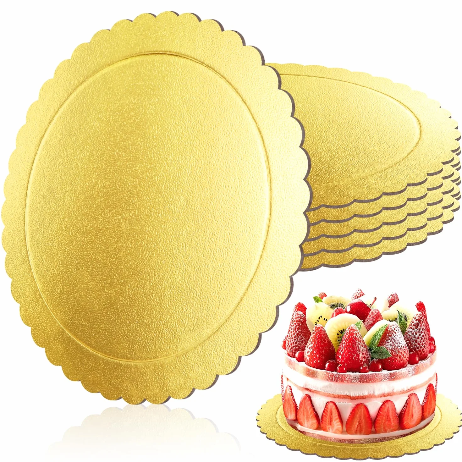 Podkładki pod tort 25 cm Podkładki pod tort okrągłe 6 sztuk Kuchenne płyty kartonowe z papieru ponownego użycia Podkładki pod tort do transportu ciast i tortów złote (10 cali złote)