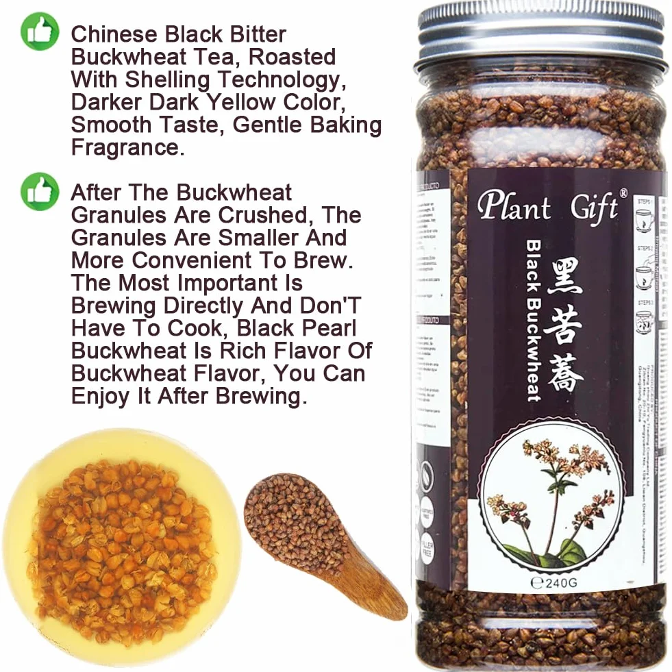 Organic Black Buckwheat Tea 240g 8.46oz Pieczona herbata gryki bez kofeiny bezglutenowa naturalna