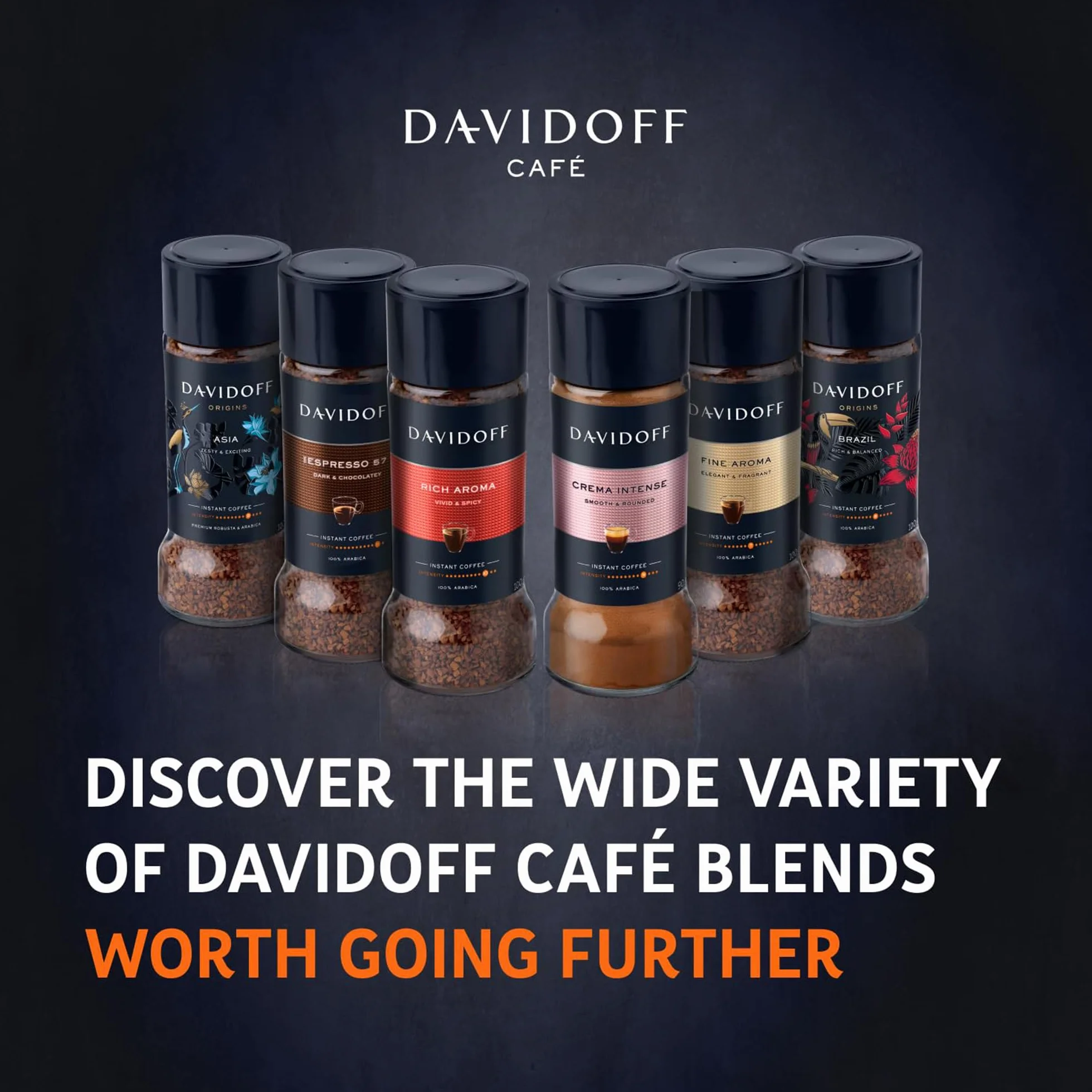 Davidoff Origins Colombia, Kawa rozpuszczalna instant, 100% Arabica, Intensywność 11/12, Nuty kakao i orzecha laskowego, 90g