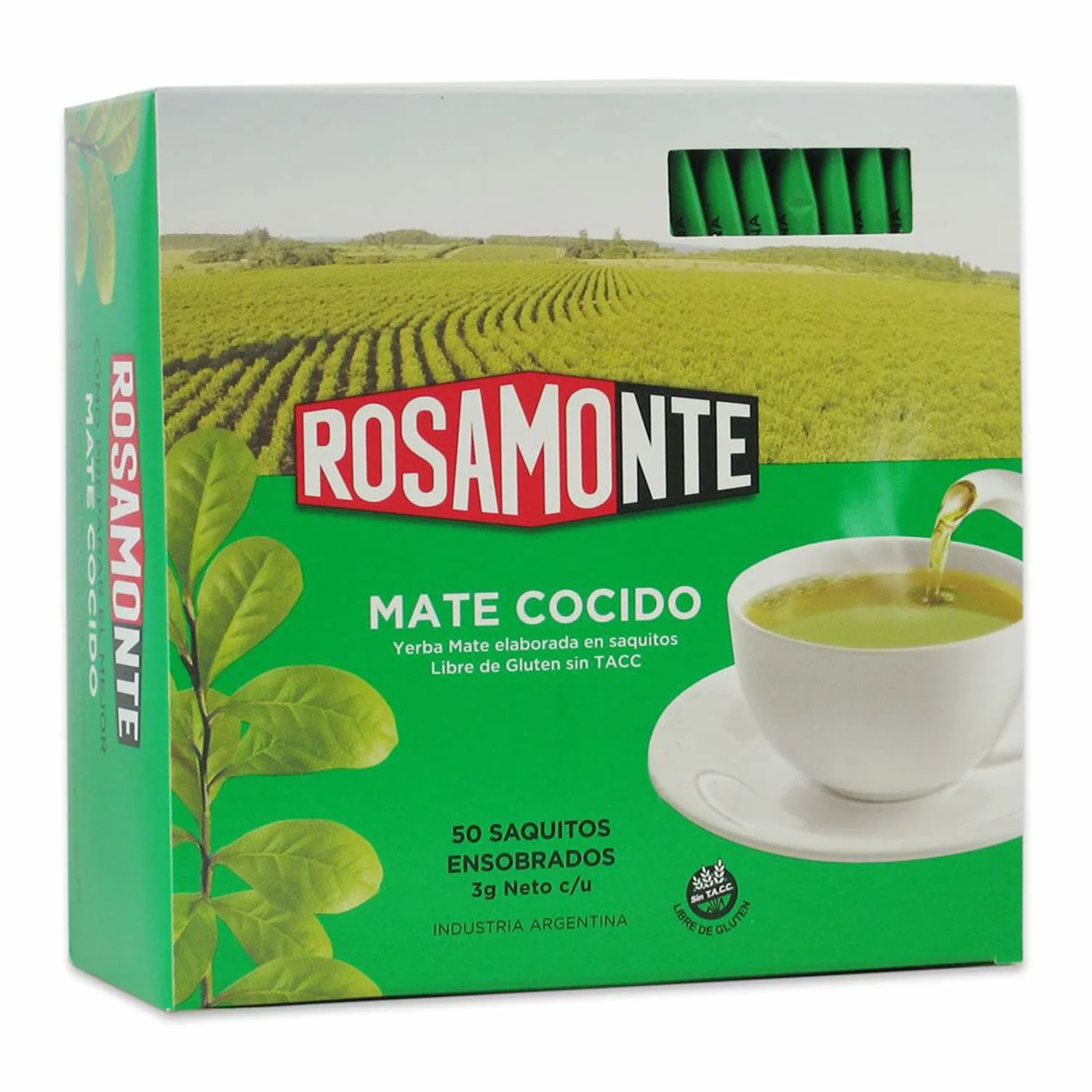 Rosamonte Yerba Mate Cocido Tradycyjny 50 Torebki Herbaty (150g) | Bogaty w witaminy i przeciwutleniacze | Energetyzująca Herbata Yerba Mate