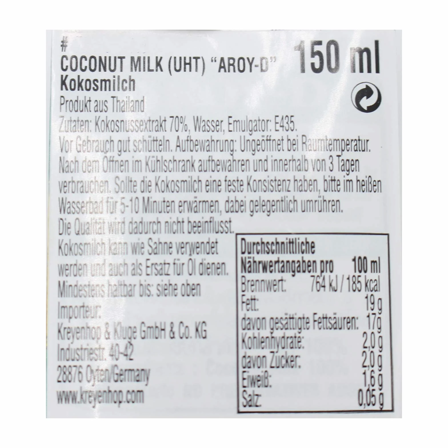 Aroy D mleko kokosowe 12 x 150 ml