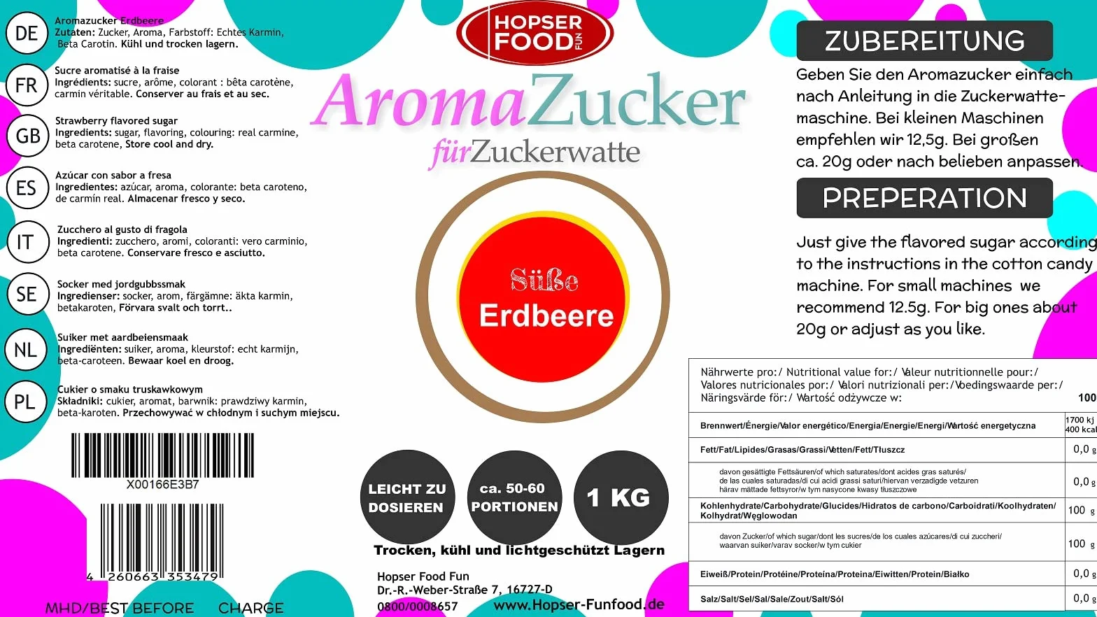 1 KG cukier kolorowy cukier aromatyzowany do waty cukrowej kolorowy | posmakować truskawka