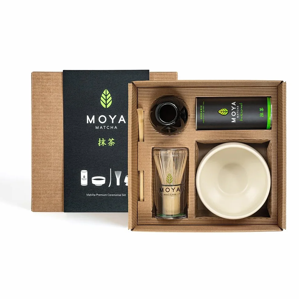 MOYA MATCHA Japoński zestaw do herbaty Matcha klasy ceremonialnej z miską, trzepaczką bambusową, uchwytem i łyżką