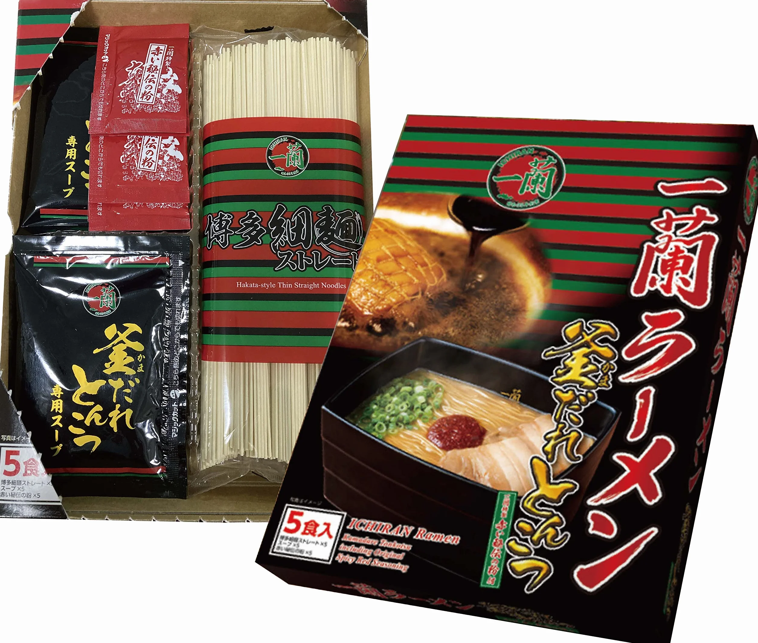 Ichiran Style Ramen Hakata Straight Noodle Premium Tonkotsu Soup z Secret Red Dry Sauce - 5 posiłków
