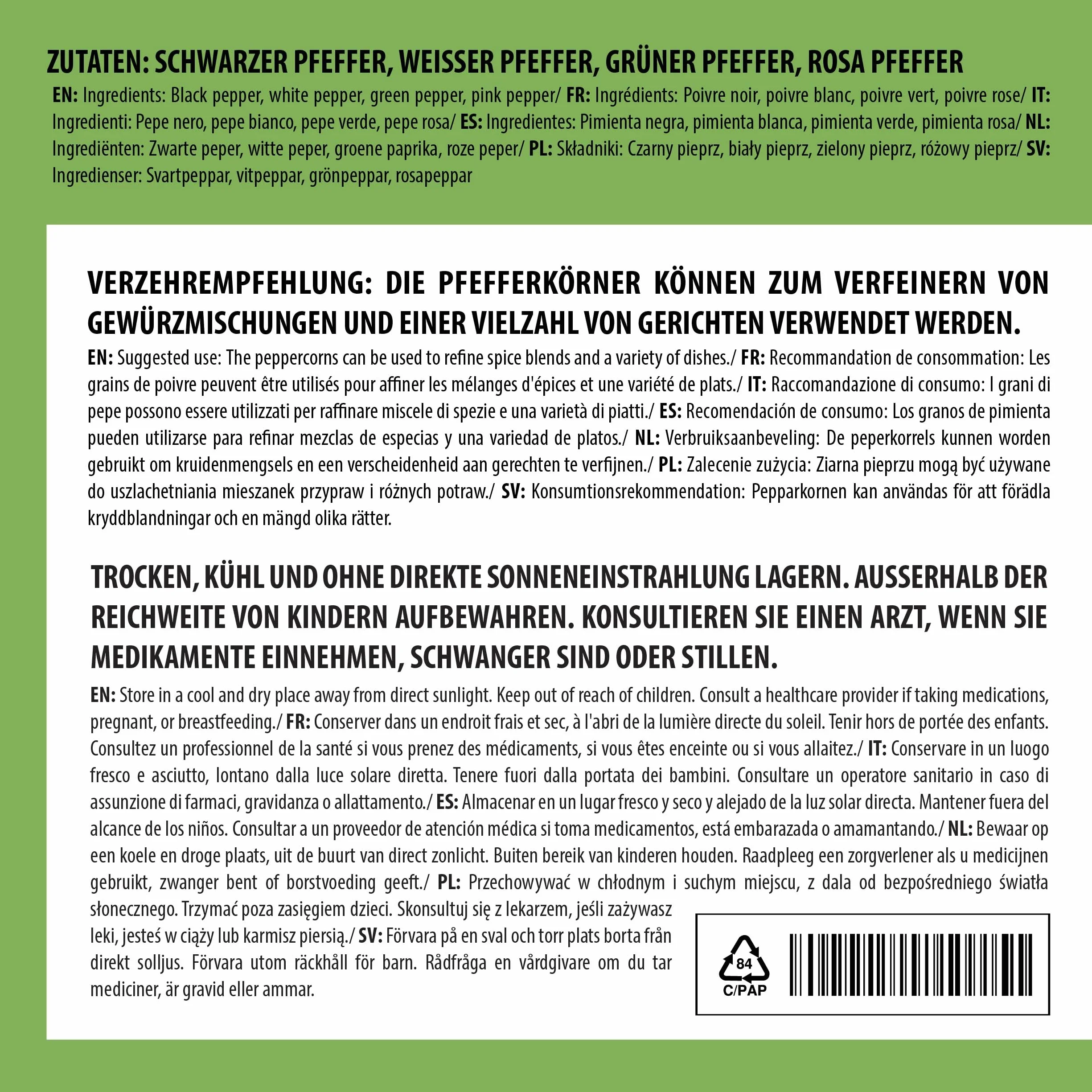 Alpi Nature Pieprz kolorowy wszystko (250 g) kolorowy pieprz w 100% naturalny oczywiście bez dodatków wegańskie pieprzu kolorowe