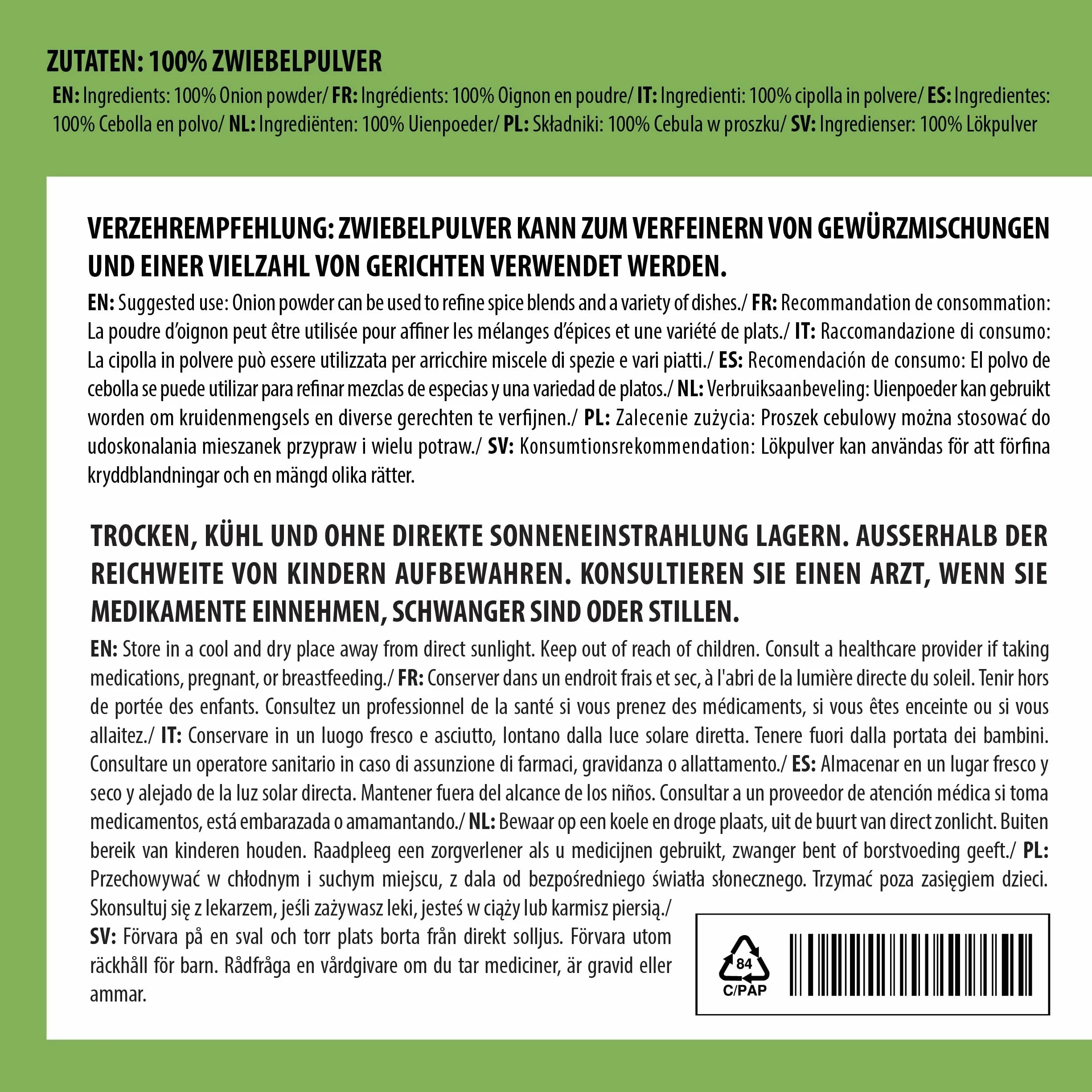 Alpi Nature Proszek Cebulowy 1kg, Mielona Suszona Cebula, Proszek Cebulowy do Gotowania