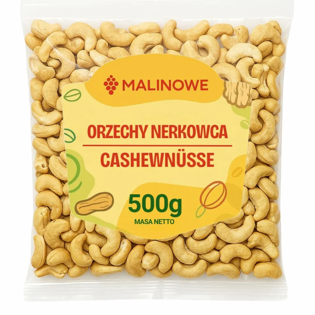 Malinowe ORZECHY NERKOWCA 500g Pyszne Naturalne Wysoka Jakość
