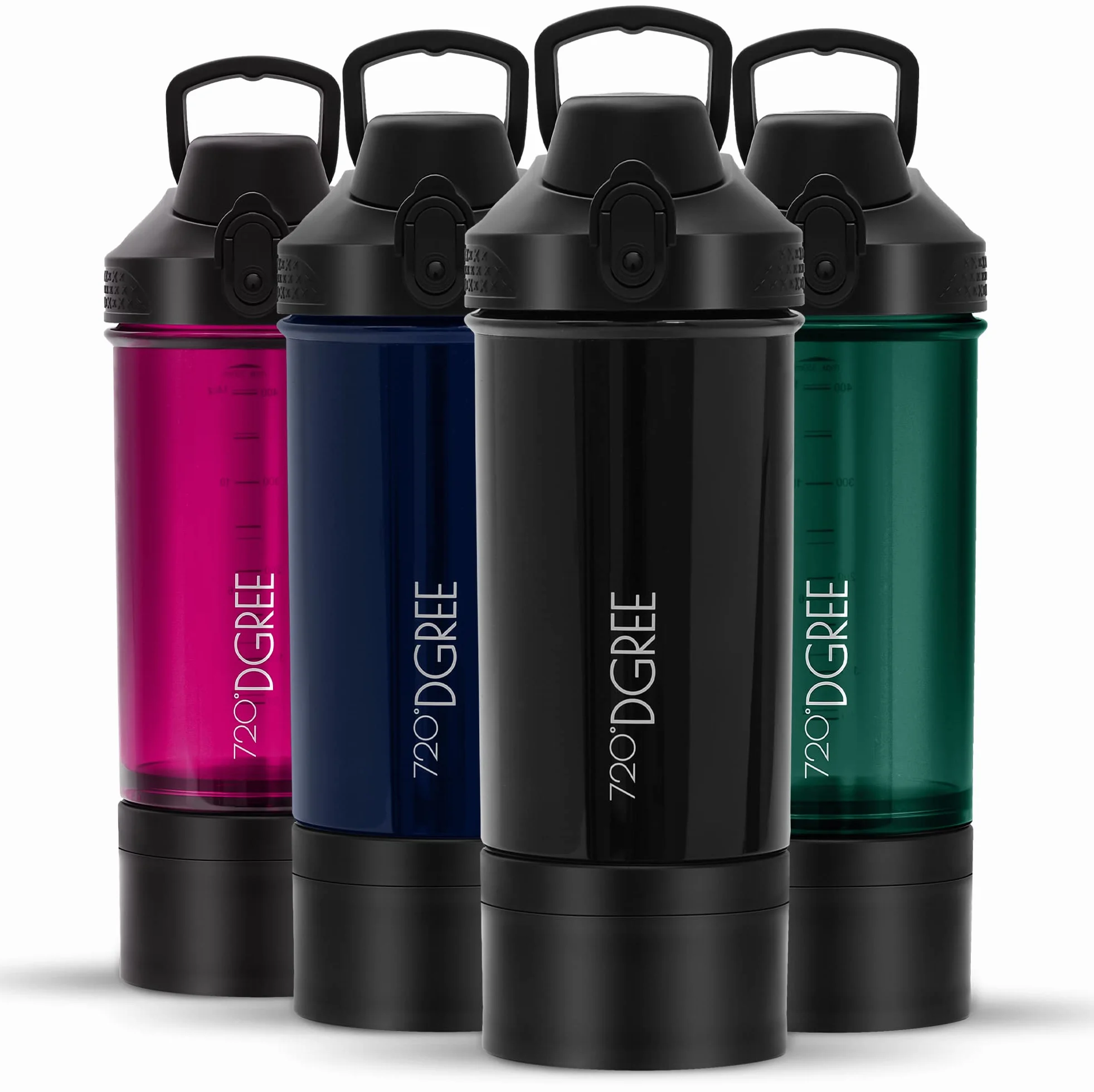 720°DGREE Fitness Shaker uberShaker 550ml Szejker proteinowy z komorą na proszek Szczelny bez BPA Kubek do mieszania koktajli proteinowych