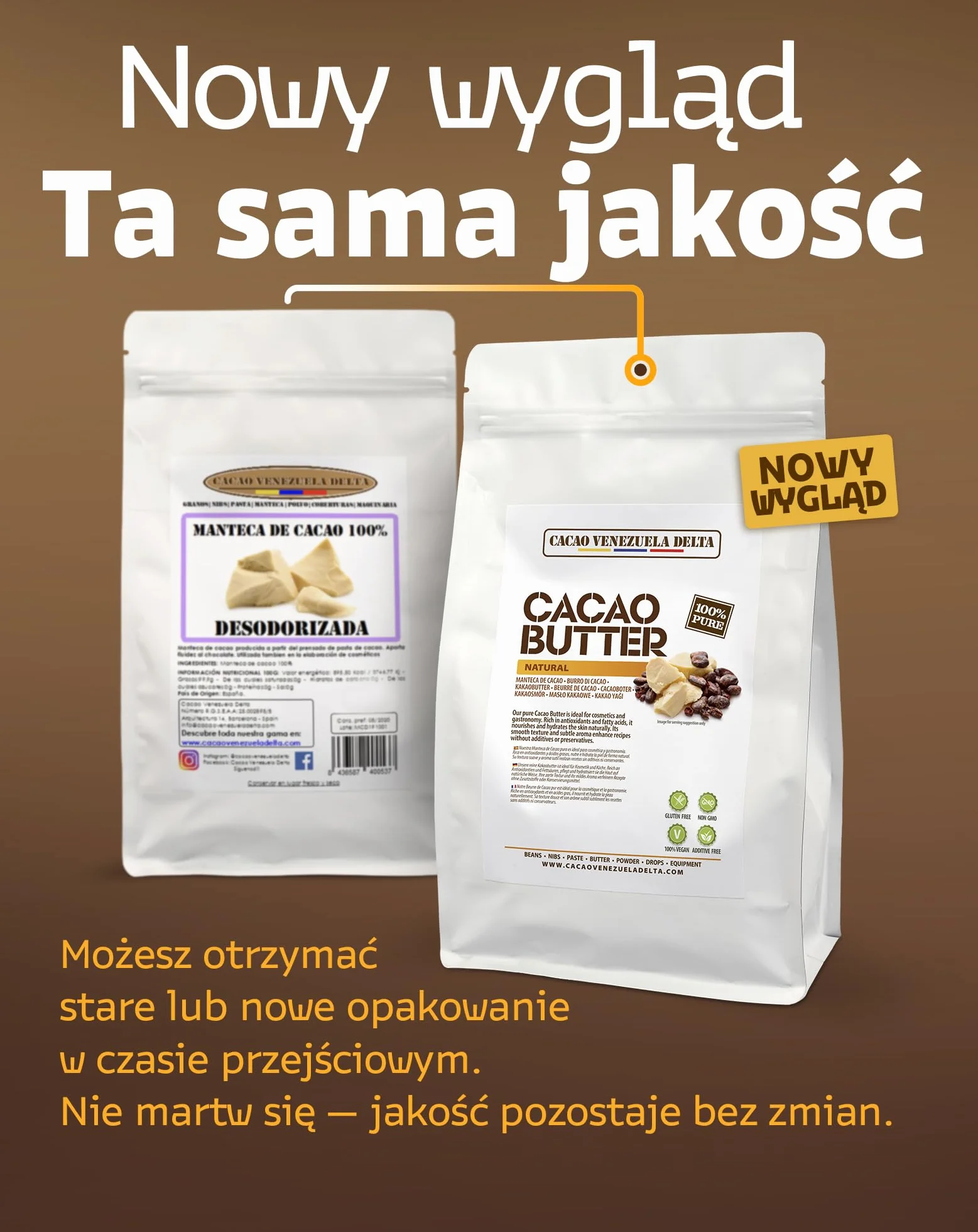 Masło kakaowe Cacao Venezuela Delta 250 g dezodoryzowane