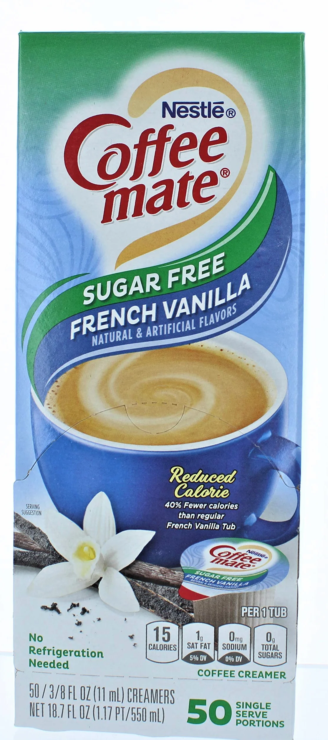 Coffee-mate SF French Vanilla Creamer, .375oz, 50/pudełko