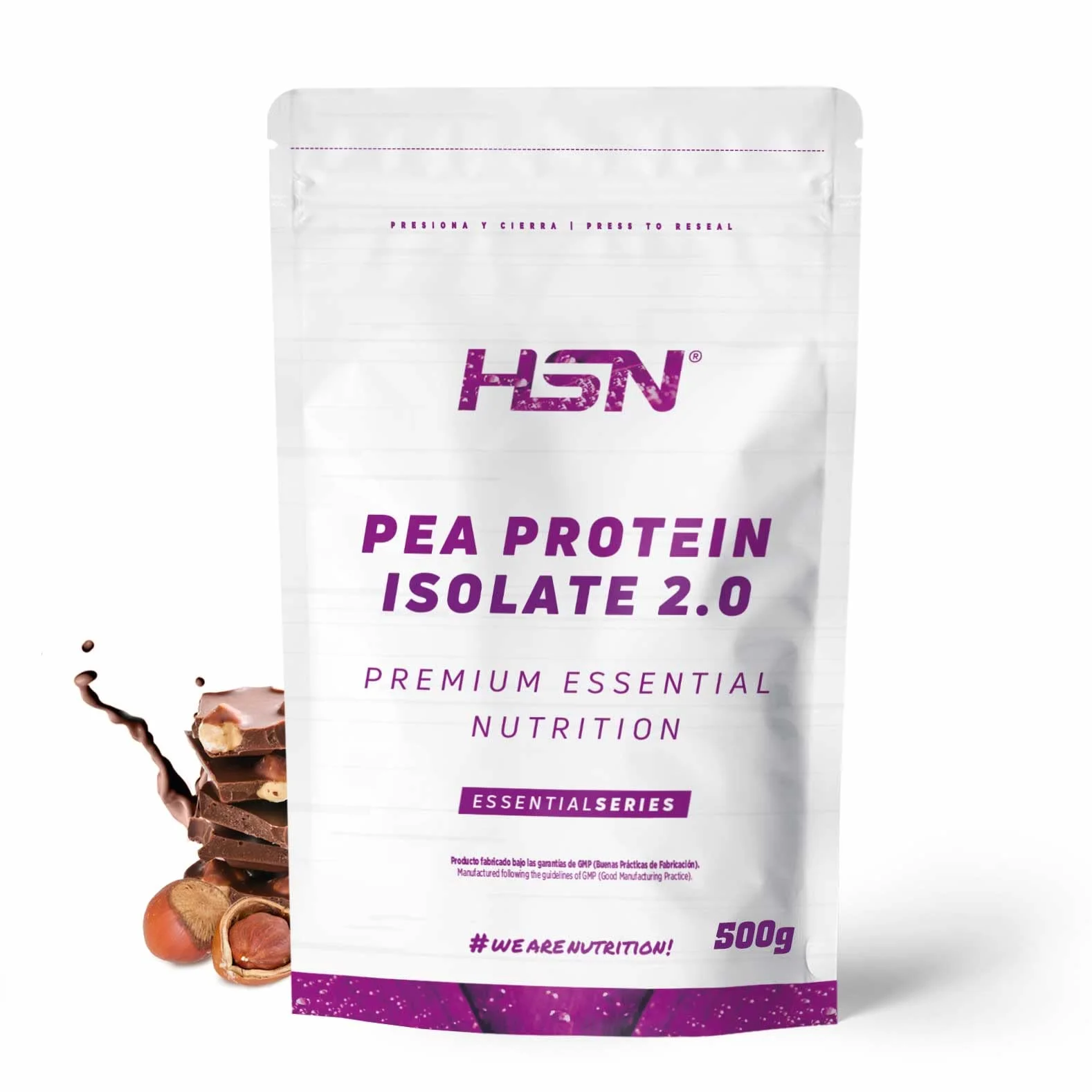 HSN Białko grochu izolowane 500 g Smak czekoladowy Orzechy laskowe Wegańskie No-GMO Bez glutenu
