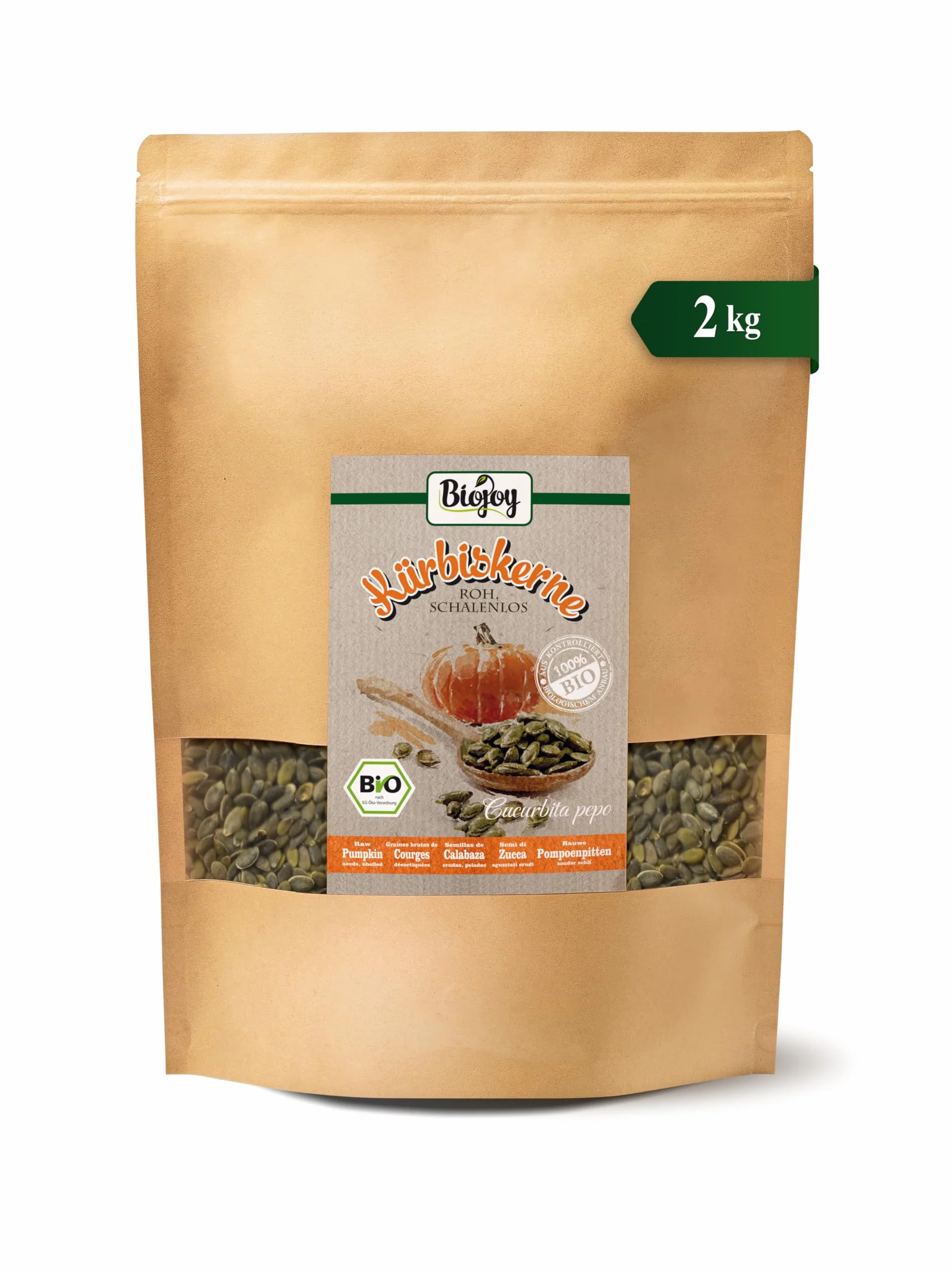 Biojoy BIO-Pestki z dyni bezłuskowej, naturalne, niesolone 2 kg