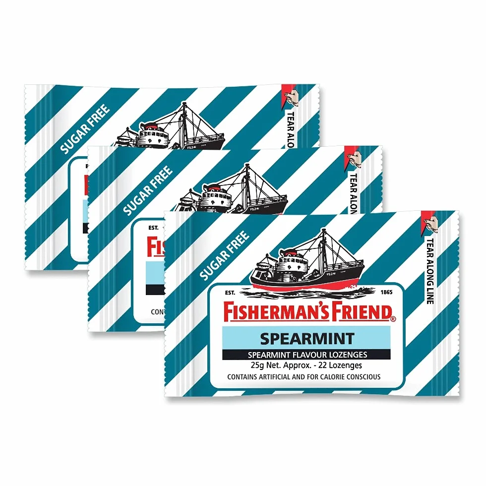 Fisherman's Friend Odświeżacz do ust, orzeźwiające i kojące pastylki do ssania – mięta, 22 sztuki (3 sztuki)