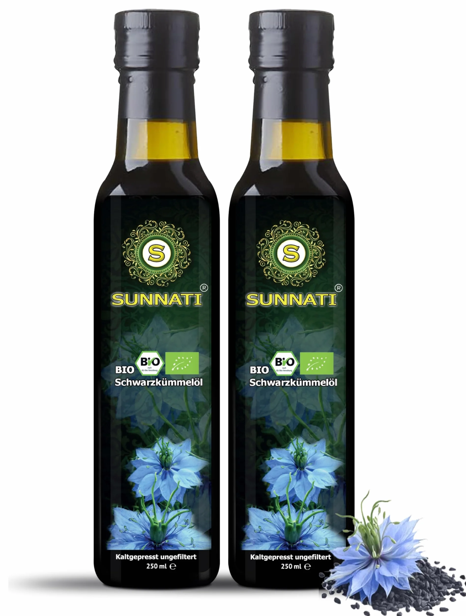 Sunnati Bio olejek z czarnuszki niefiltrowany tłoczony na zimno 100% czysty 500 ml