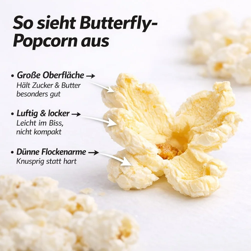 Premium Butterfly Popcorn Corn 500 g XL objętość pop 1:46 z opakowaniem chroniącym smak bez GMO
