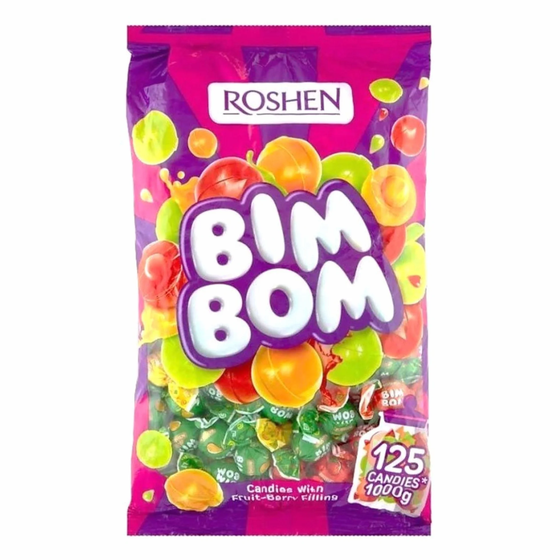 ROSHEN Cukierki Bim Bom karmelki twarde z płynnym owocowym nadzieniem 1kg