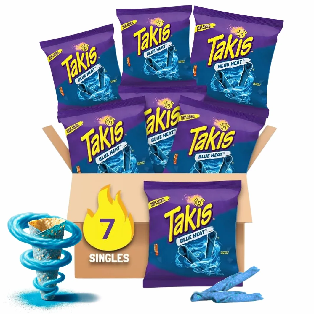 AmericanBrands Takis Chips Blue Heat Box 7 x 28,4g Niebieskie Chipsy Tortilla z Chili