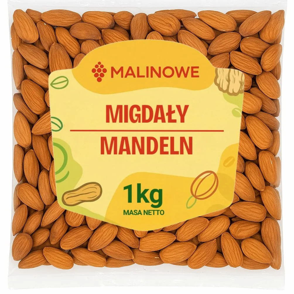 Malinowe MIGDAŁY KALIFORNIJSKIE 1kg Wysoka Jakość