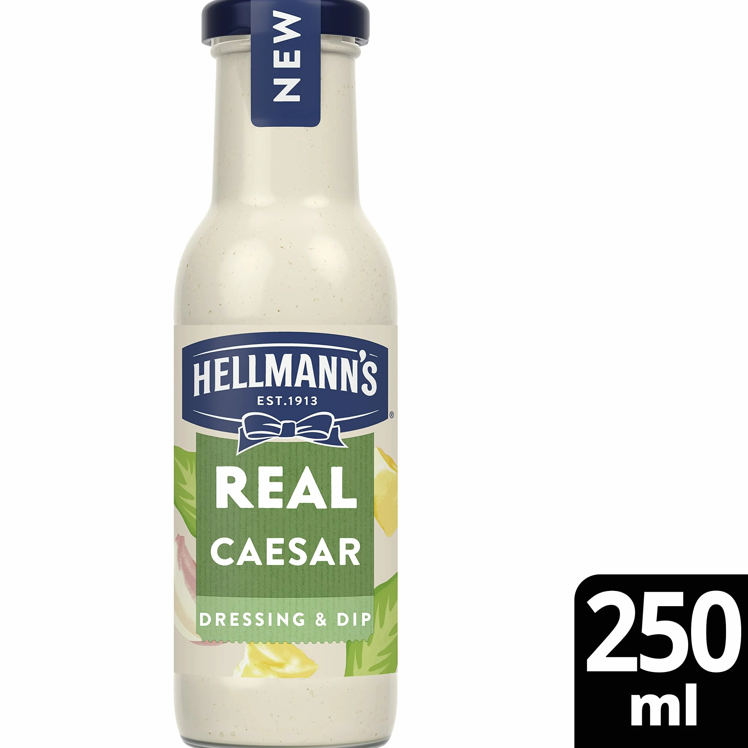 Hellmann's Real Caesar Salad Dressing & Dip wegetariańska przyprawa wolna od sztucznych barwników i aromatów do sałatek, kanapek, burgerów i dipów, 250 ml