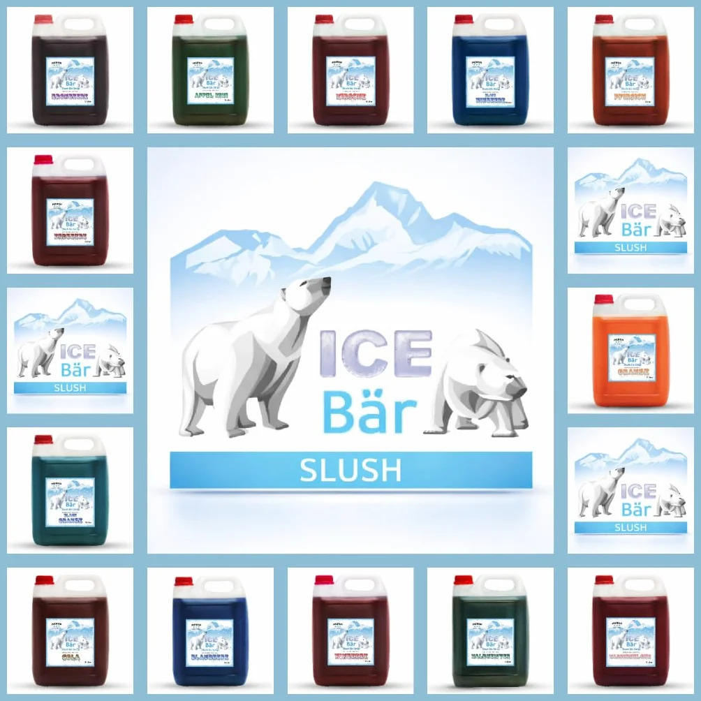 ICE BĘR Slush Syrup 12 odmian owocowych 5 litrów koncentratu BEZ AZO | smak truskawkowy | Slushy Maker Ice for Ice Cream Maker Syrup Maszyna do napojów