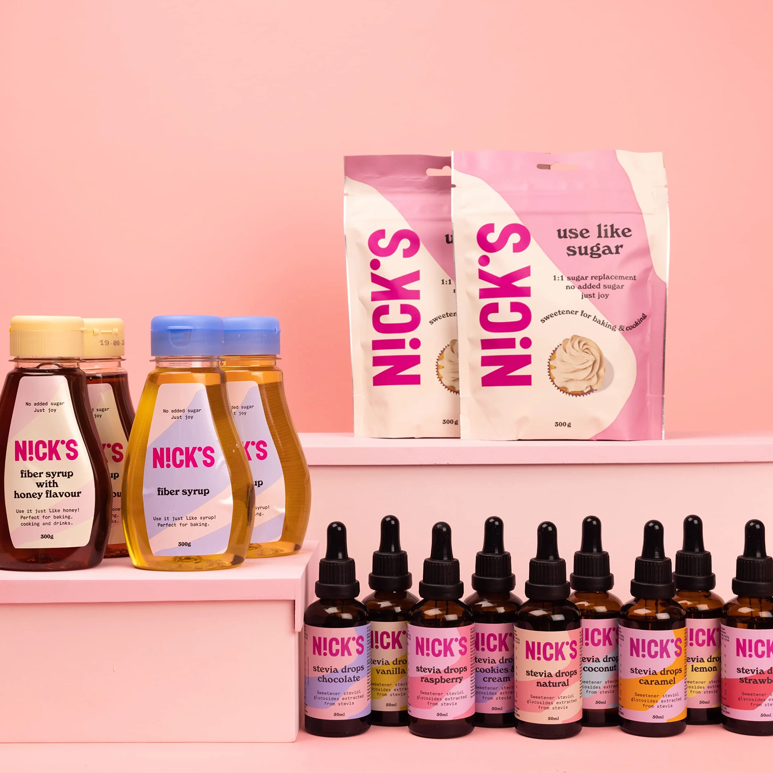NICKS Fiber syrup, syrop z włókna, bogaty w błonnik, naturalny keto słodzący bez dodatku cukru, bez glutenu, zamiennik cukru o niskiej zawartości węglowodanów (300 g)