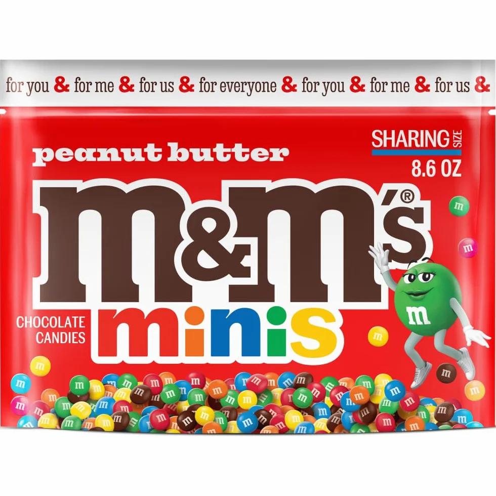 M&M'S Minis Peanut Butter Milk Chocolate Candy, Sharing Size, 8.6 Oz. Resealable Bag