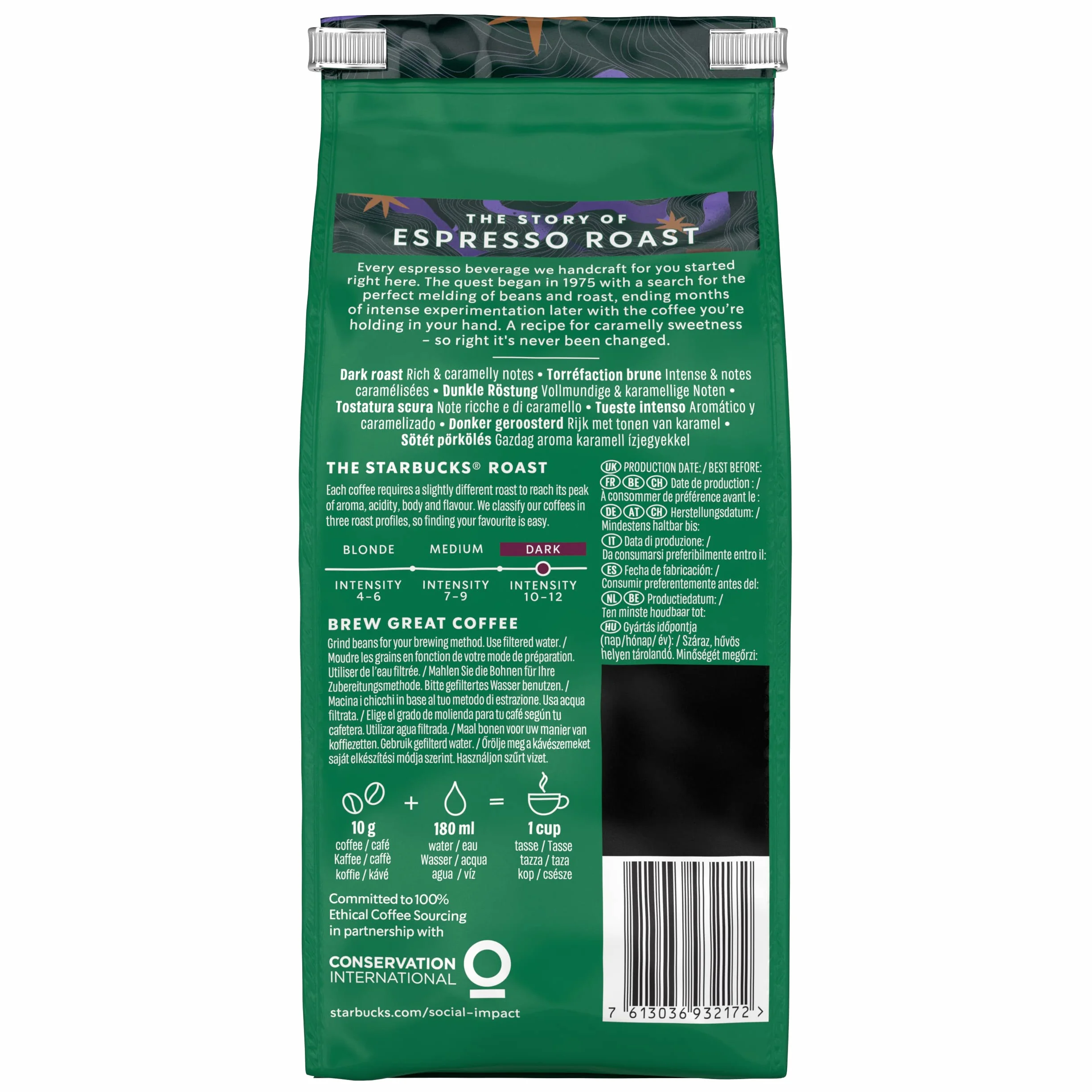 STARBUCKS Espresso Roast Kawa Ziarnista 200g Zestaw 6 sztuk