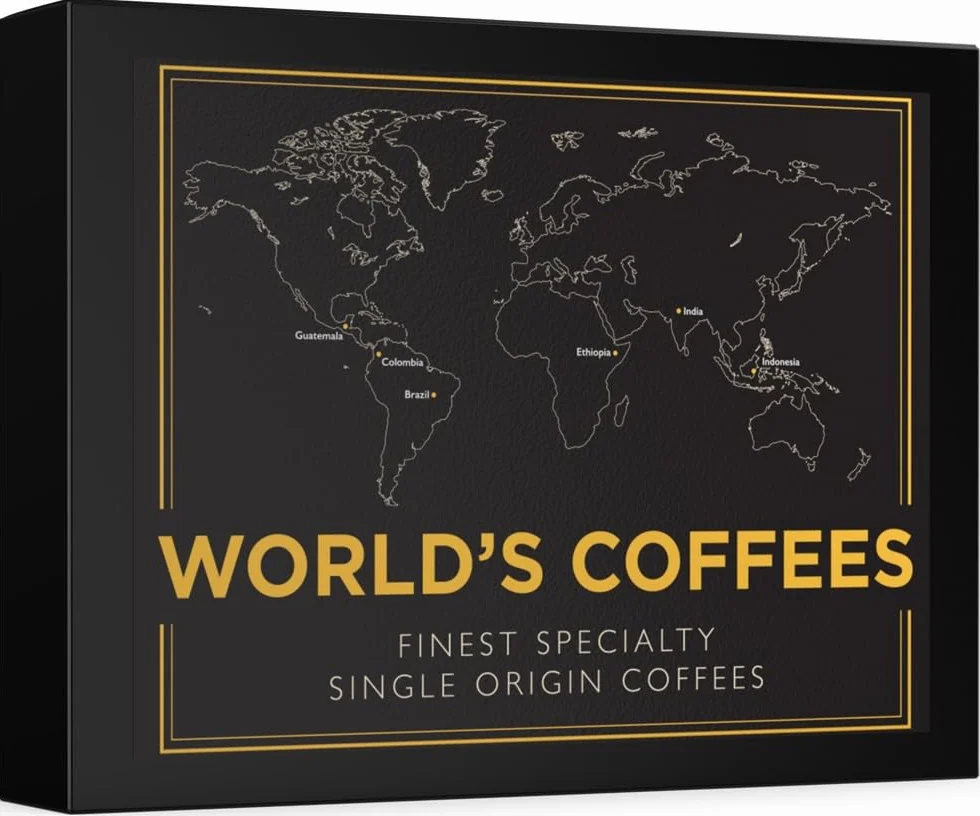 Black Vibes - WORLD'S COFFEES | Zestaw Prezentowy - Kawa Mielona 300g (6x50g) | 6 Najwyższej Jakości Kaw Jednorodnych | Pomysł na Prezent dla niego lub dla niej
