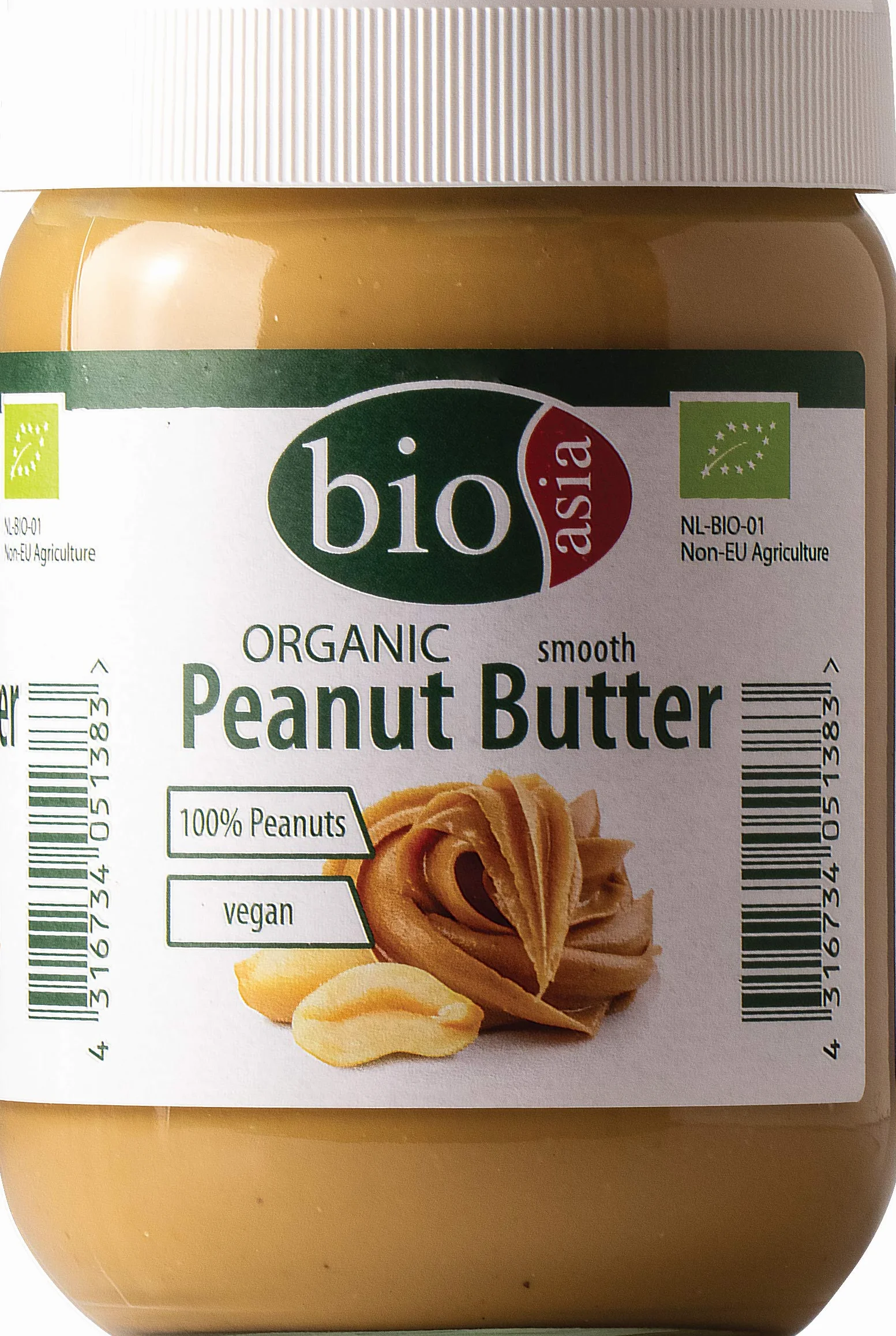 BIOASIA Bio masło orzechowe 100% prażonych ziaren orzechów ziemnych kremowe bez dodatków w szkle wegańskie bezglutenowe 500 g