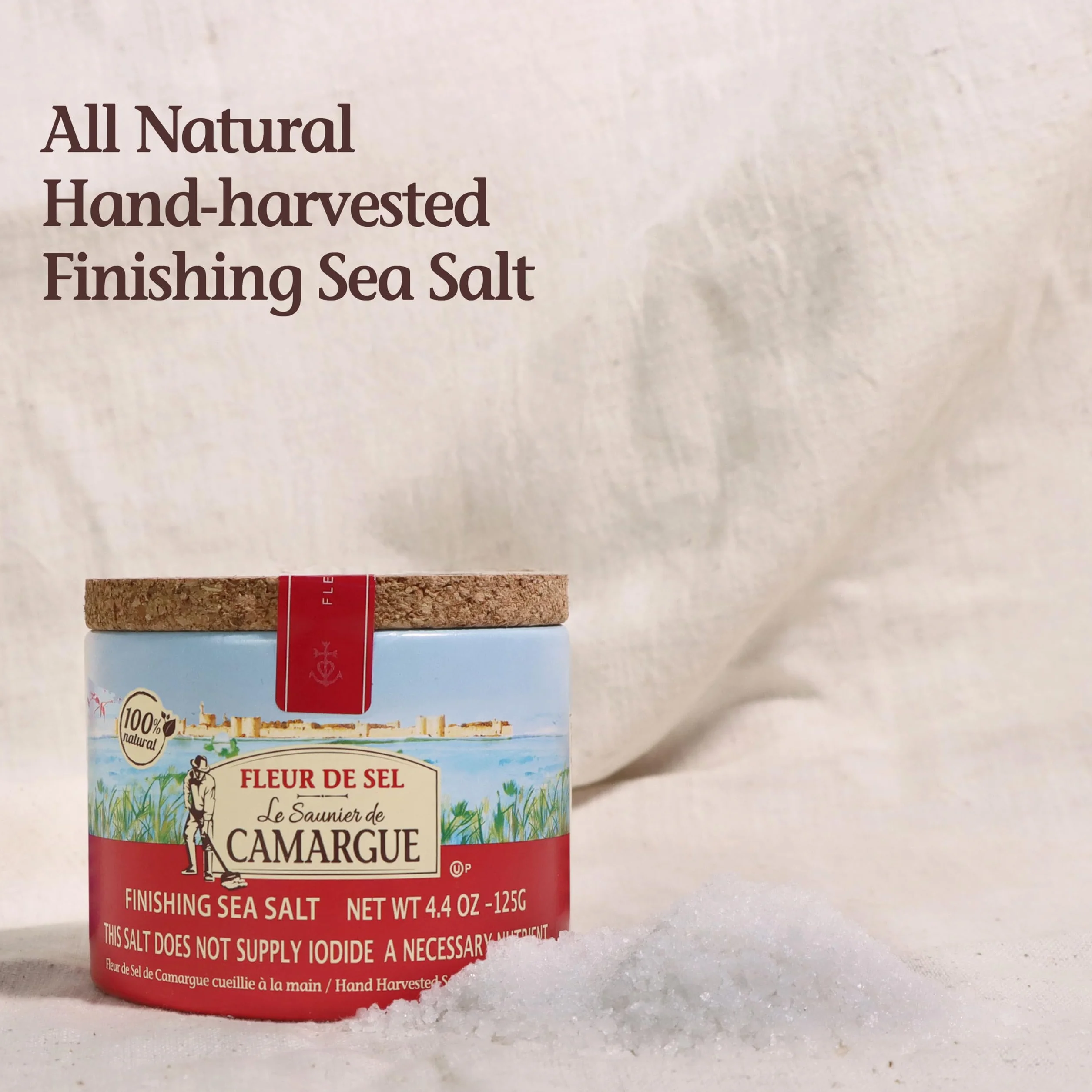 Le Saunier De Camargue Fleur De Sel Sea Salt, 4.4 oz Canisters Pack of 3