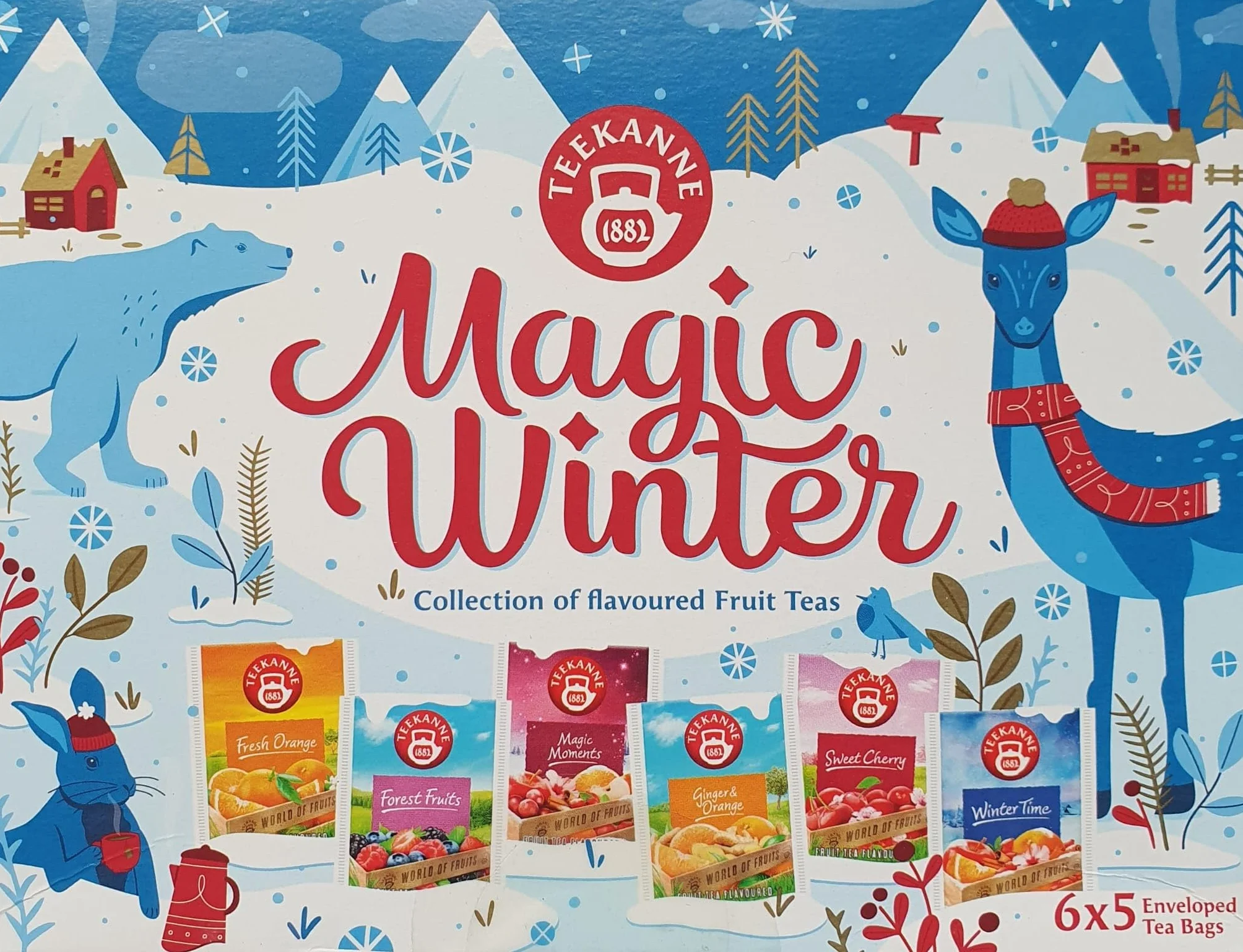 Teekanne Magic Winter Tea Selection Box kolekcja aromatyzowanych herbat owocowych 6 smaków po 5 torebek herbaty każda