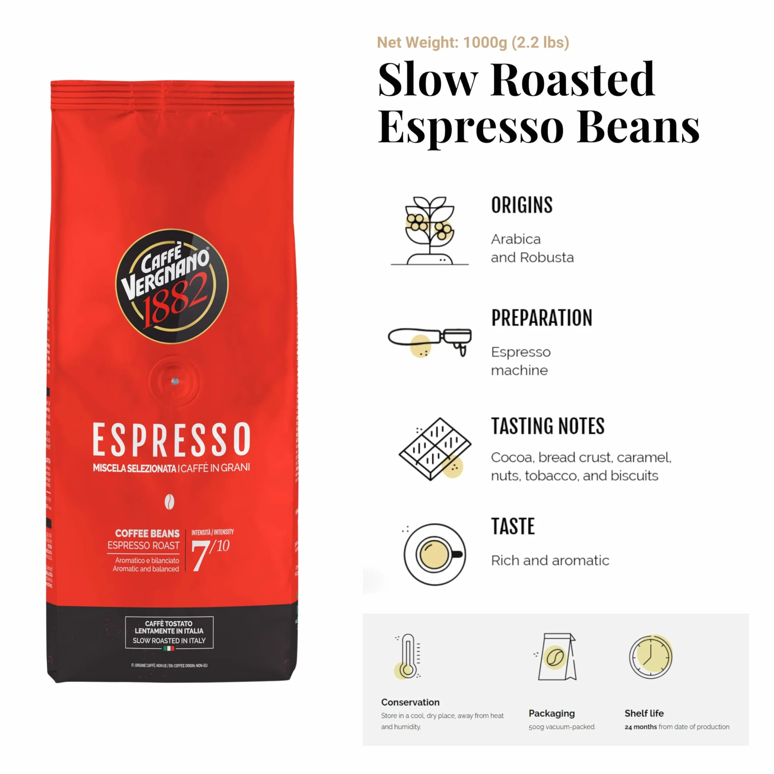 Caffè Vergnano 1882 Espresso Kawa Ziarnista Roast