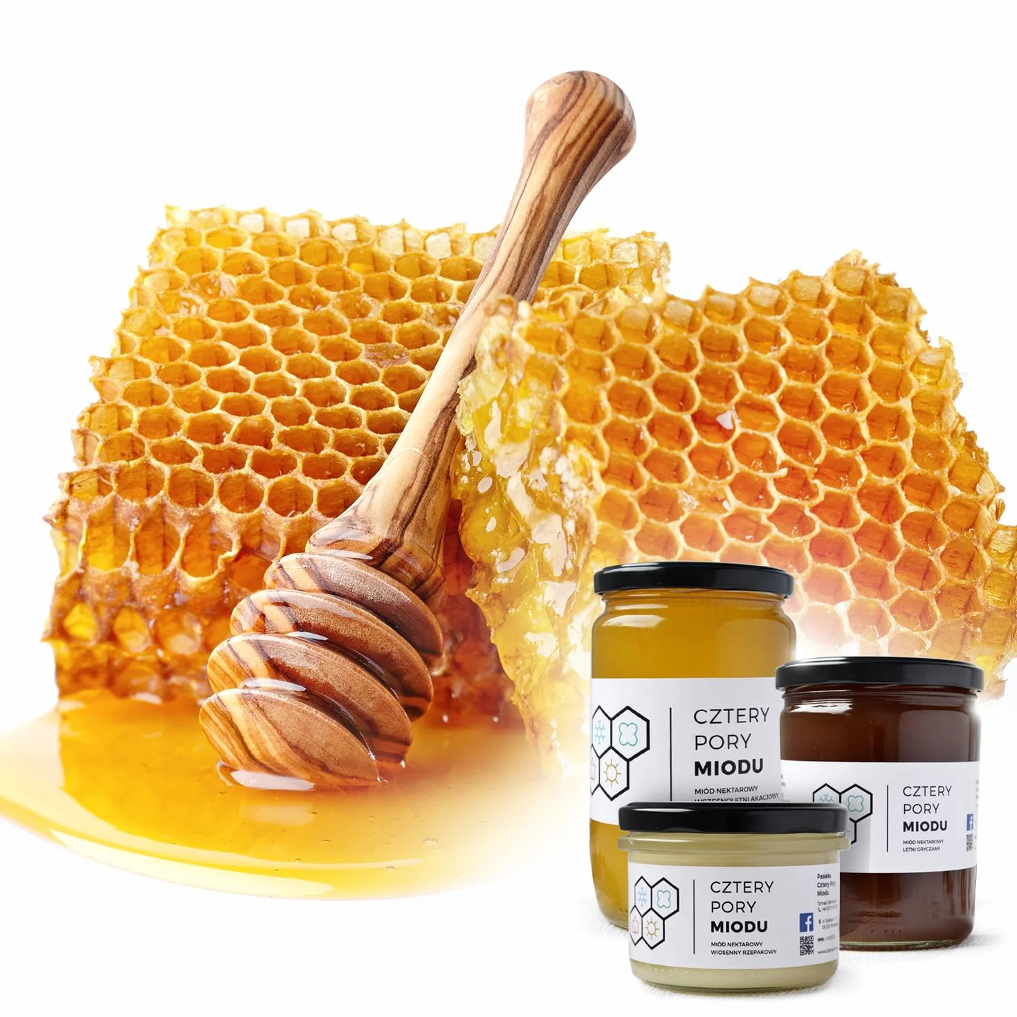 Zestaw upominkowy mini miód | 3 rodzaje miodu 140g & 1 pyłek pszczeli 70g | Słodki i zdrowy pomysł na prezent | Wysokiej jakości opakowanie | 100% naturalny
