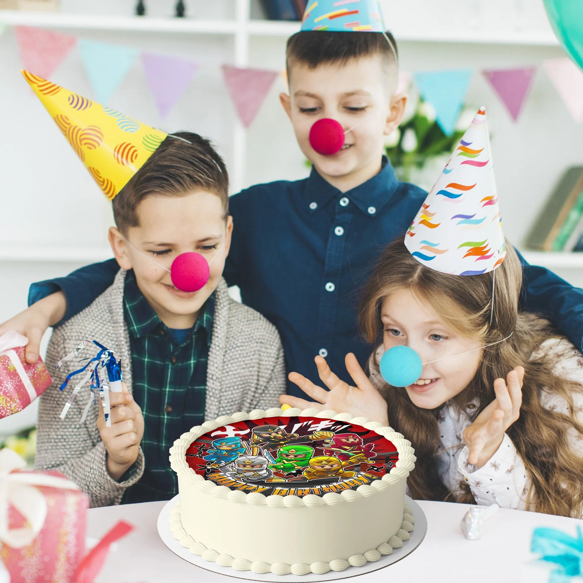 J&M DECO Opłatek na tort Ninja Ø20 cm – jadalna dekoracja urodzinowa z motywem wojownika – topper tortowy dla dzieci – bezglutenowy i wegański