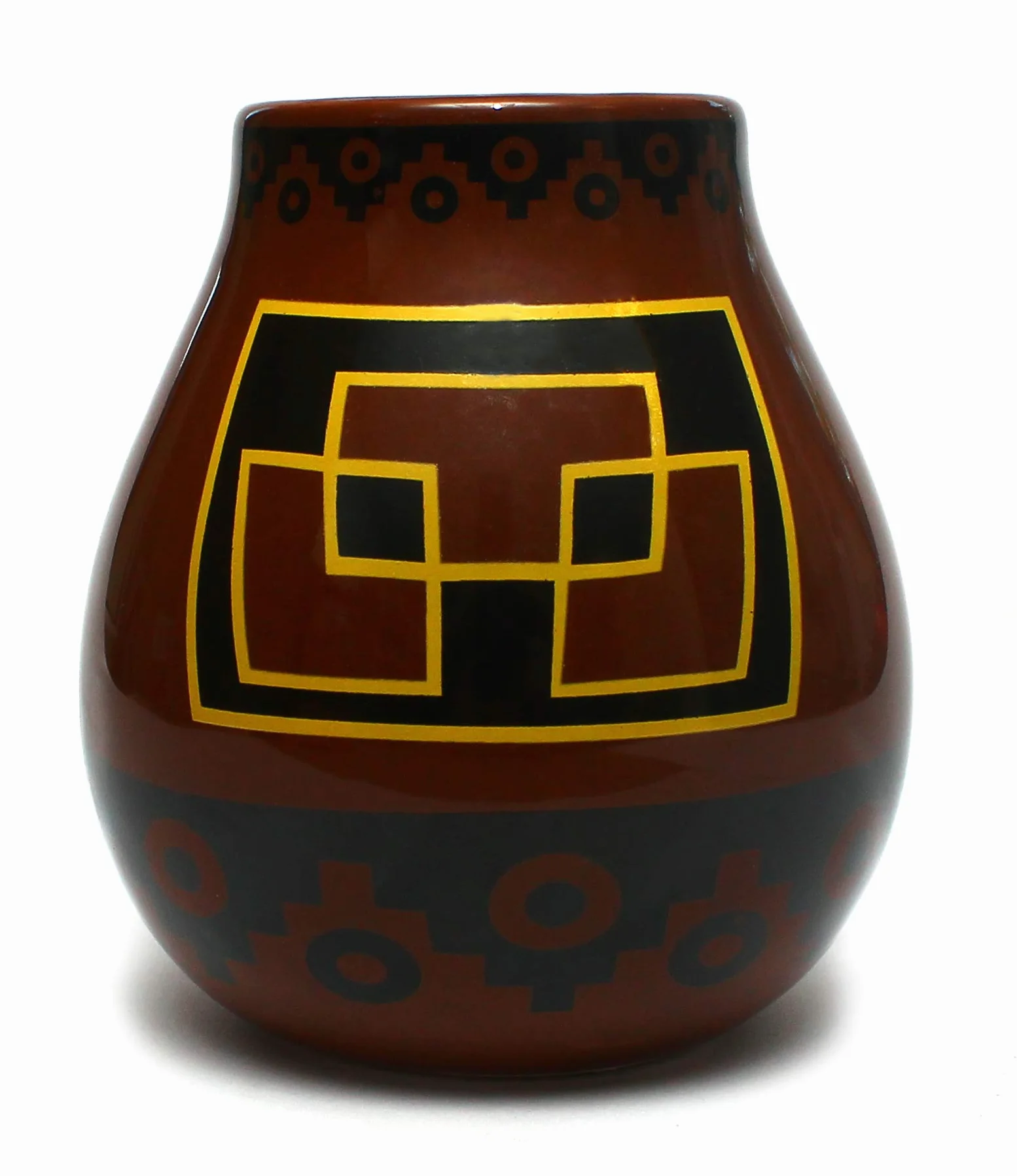 Mate Green Ciasto Bas 350 ml – kubek ceramiczny do Yerba Mate z Bombilla | południowoamerykańskie wzornictwo, glazurowane, łatwe do czyszczenia, wytrzymałe i trwałe | idealny zestaw dla miłośników