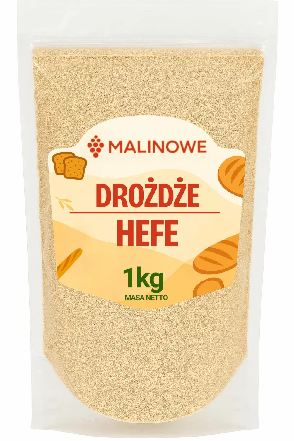 Malinowe DROŻDŻE PIEKARSKIE SUCHE 1kg Drożdże Instant Piekarnicze Jakość Premium